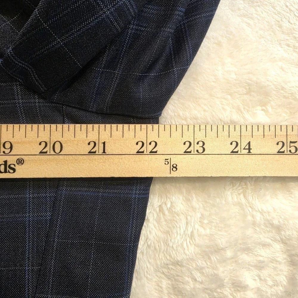 BROOKS BROTHERS Mens 44R Fitgerald Blue Plaid Windowpane Jacket Blazer Sportcoat